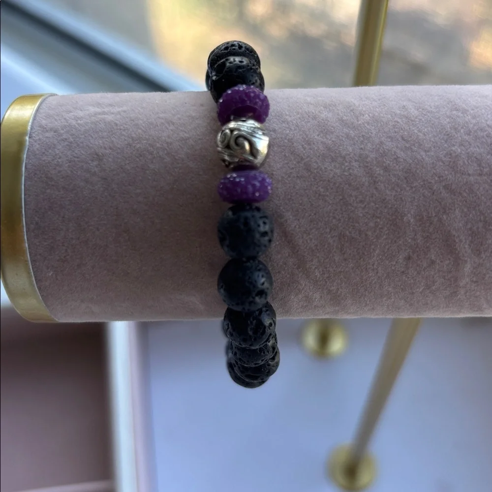 Lava Stone Bracelet with Purple Accents - Picture 3 of 3